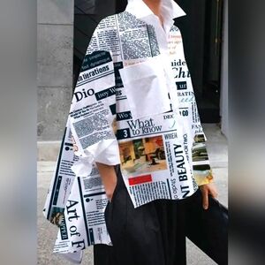 CLEARANCE NWT Oversized Newsprint Shirt